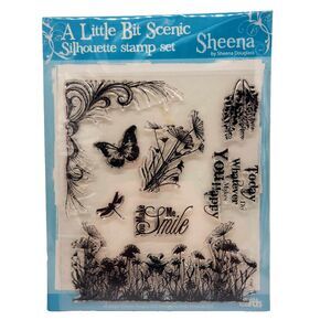 Quick Cards A Little Bit Scenic Silhouette Cling Stamp Set Botanical Floral UK